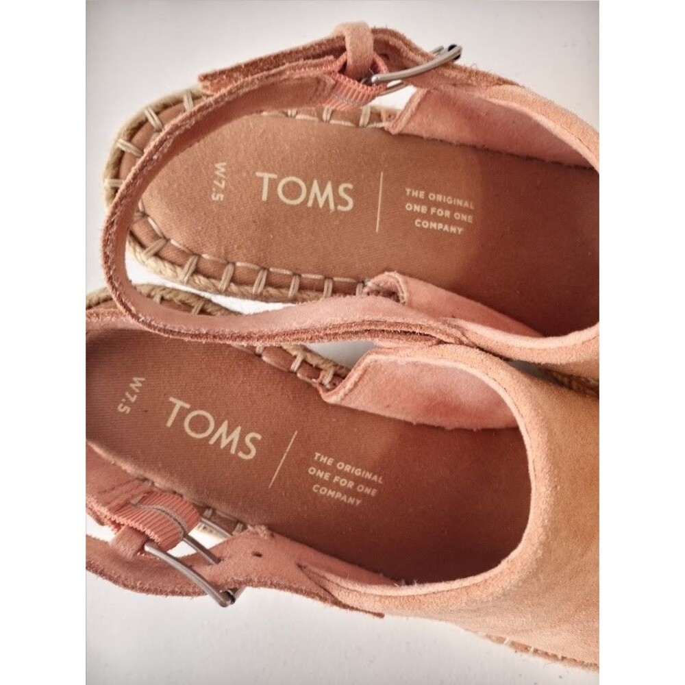 TOMS Women’s Monica Blush Pink Suede Espadrille Wedge Sandals Size 7.5 - Picture 12 of 16
